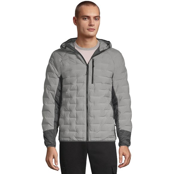 Water Resistant Quilted Puffer Jacket with Hood silver Gray Charcoal Grey size L